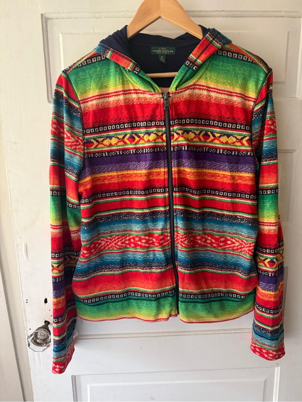 RALPH LAUREN LRL Jeans Women's Serape Aztec Zip Up Hoodie Jacket